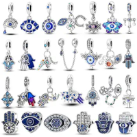 Turkish 925 Silver Color Evil Eye Charm Demon Eye Bead Fit For Original Pandora Bracelet&amp;Bangle DIY Making Fashion Jewelry Gift