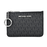 【Michael Kors】JET SET滿版卡片夾層鑰匙零錢包(黑)