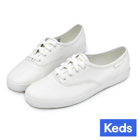 Keds CHAMPION 全新升級輕奢柔軟皮革休閒小白鞋-白 9234W112224