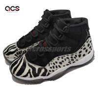 Nike 籃球鞋 Air Jordan 11 Retro 男女鞋 喬丹 飛人 情侶鞋穿搭 絨毛 動物紋 黑 白 AR0715-010