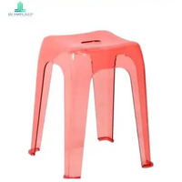 KURSI BASO BENING OLYMPLAST TRANSPARANT CRYSTAL STOOL - KURSI CAFE UNIK - Bangku Bakso MERAH