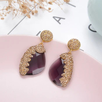 South Korea's New Best Selling Earrings In 2021 Geometric High Quality Dark Purple Woman Fashion Wedding Jewelry