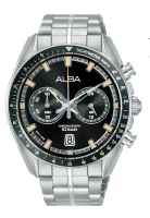 Alba Alba Signa Chronograph - Jam Tangan Analog Pria - Black Dial - All Stainless Steel - A4B015X1