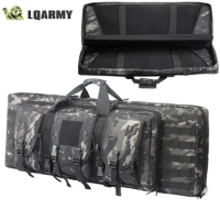 LQARMY 32 38 42 48 inch Tactical Double Rifle Case Military Molle Rifle Bag Sniper Airsoft Gun Case Backpack Hunting Gun Holster