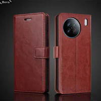 Card Holder Cover Case for Vivo X90 Pro+ Pu Leather Flip Cover Retro Wallet Phone Case Vivo X90 Business Fundas Coque