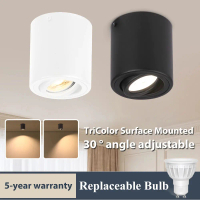 CANMEIJIA Lampu Downlight LED Lampu Sorot Tiga Warna Replaceable Bohlam GU10 Lampu Plafon Pemasangan