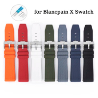 Silicone Strap for Blancpain X Swatch 22mm Stainless Steel Buckle Quick Release Sport Waterproof Rubber Watch Band for Men Women