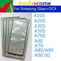 10Pcs\Lot For Samsung A10S A20S A30s A50s A70s A60 A70 A80 A90 5G LCD Front Touch Screen Lens Glass With OCA Glue Replacement