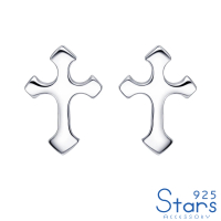 【925 STARS】純銀925復古十字架造型耳釘