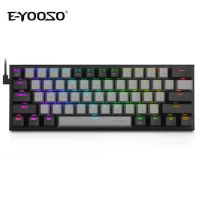 Z-11 USB Wired 60% Mechanical Gaming Keyboard , E-Yooso 61 Keys RGB Backlit Outemu Switch For Comput