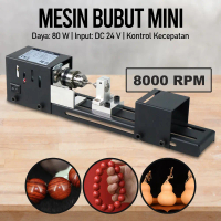 Mesin Bubut Mini Lathe Wood Metalworking DIY 80W - HS001 - Hitam