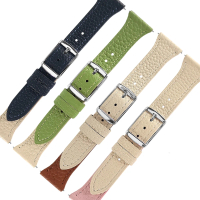 【Watchband】18.20.22mm / 各品牌通用 經典色系 快拆型 雙色真皮錶帶(粉/深藍/綠/棕色)