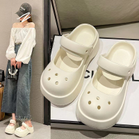 2019 Mary Jane Women's Outdoor Slippers Summer Anti-Slip Platform 2023 New Coros Shoes Toe Cap Semi Slipper Sandals 2023