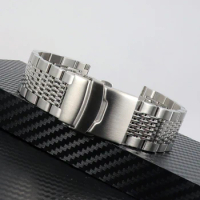 316L Stainless Steel Watch Band for Seiko Mesh Strap Folding Buckle Brushed Bracelet 18/20/22/24mm Watch Accessories