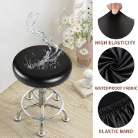 PU Round Chair Cushion Cover Bar Stool Slipcover Waterproof Lifting Chair Dust Cover Elastic Bar Salon Stool Seat Protector