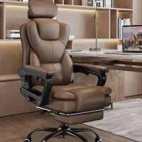 Luxury Comfort Office Chair Leather Wheels Glides Ergonomic Swivel Office Chairs Study Armchair Furniture
