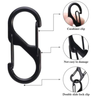 5Pcs S Type Carabiner Mini Keychain Lock Hook Anti-Theft Outdoor Camping Backpack Buckle Key-Lock Tool Dual Spring Snap Hooks