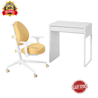 1 Set Meja dan Kursi Kantor/Belajar Minimalis Putih/Kuning Modern