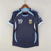 Quần áo nam mùa hè, áo bóng đá đội tuyển quốc gia Argentina mẫu sân khách năm 2006 phong cách retro,