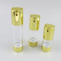 300pcs 15ml 30ml 50ml Small Travel Empty Clear Gold Airless Cosmetic skin care Pump Bottle Serum Cream Lotion pump Bottles
