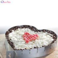 1Pcs Adjustable Heart-shaped Stainless Steel Cake Molds Cookie Mousse Mini Cake Decorating Tools Mould 6 -11 Inch For Kitchen