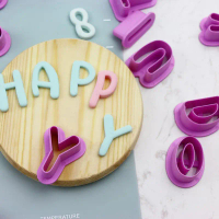 Kek plastik baru acuan diy abjad huruf menarik biskut cookie cutter press stamp embosser fondant acu