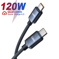 120W USB C to Type C Cable for iPhone 15 Pro Max Quick Charging Data Cord Wire for Xiaomi Redmi Oneplus POCO Huawei OPPO Samsung