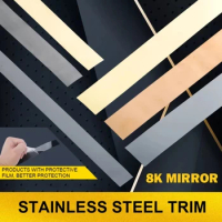 1 Roll 5M Mirror Stainless Steel Plane Decorative Line Gold Wall Sticker home TV Background Self-adhesive Ceiling Edging Strip