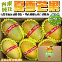 【果農直配】台東芒果界LV-A級大顆夏雪芒果2.5kgｘ2箱(每箱4-6顆)
