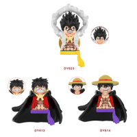 Anime Cartoon One Piece Lufei Sanji Ace Sabo DIY Mini Action Figure Assemble Model Dolls Building Blocks legoinglys Toy