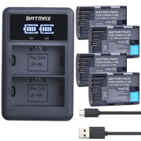 Batmax 2650mAh LP E6 LP-E6N Battery+LED Dual Charger for Canon EOS 5DS R 5D Mark II 5D Mark III 6D 7D 80D 90D EOS R R5 R6 RP