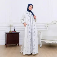 Nobby Elmara Dress Gamis Lengan Panjang Wanita A Line Dengan Monogram Nobby Bahan Satin Silk M Hijau