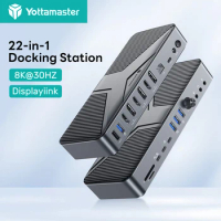 Yottamaster Multi Port USB C Docking Station Adapter to Dual HDMI 4K 60HZ Two DP Display 8K 30HZ 22 in 1 HUB Station PD 60W RJ45