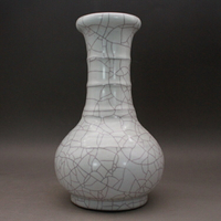 大宋哥窯 花瓶 冰裂紋金絲鐵線 古玩古董陶瓷器仿古瓷收藏擺件