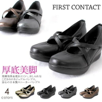 日本製 FIRST CONTACT 5cm 厚底美腳 交叉帶 休閒女高跟鞋 女鞋 (4色)  #39048