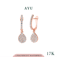AYU Anting Emas Jepit - Pave Earrings With Mini Pave Teardrop 17K Rose Gold