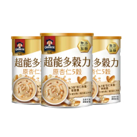 【QUAKER 桂格】超能多穀力原杏仁5穀-無添加糖(390g×3罐)