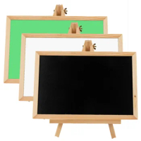 Wooden Chalkboard Desktop Blackboard Pine Wood Frame Table-top Black Board With Easel Bracket For Memo Drawing Bulletin Boards
