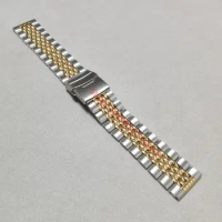 20mm 22mm Stainless Steel Middle Gold Beads of Rice Universal Staight End Watch Band Strap Bracelet Fits for Seiko OMega Watch