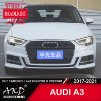For AUDI A3 Head Lamp 2017-2021 Car Accessory Fog Lights Day Running Light DRL H7 LED Bi Xenon Bulb A3 Upgrade S3 Headlights