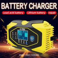Fully Automatic Car Battery Charger 12/24V 6A Pulse Repair LCD Battery Charger For Car Motorcycle Lead Acid Battery Agm Gel Wet