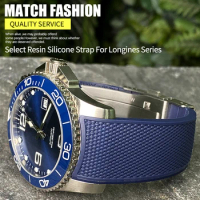High Quality Silicone Fluorous Rubber Watchband 19mm 20mm 21mm for Longines hydroconquest L3 Conquest Sports Diving Watch Strap