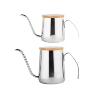 Stainless Steel Coffee Drip Kettle with Lid Gooseneck Kettle Coffee Pot Pour Over Kettle for Office Home