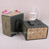 16*16*10cm Ancient ink green Mini box 6 inch portable cheese cake boxes/cake box 100pcs/lot