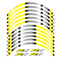 New high quality 12 Pcs Fit Motorcycle Wheel Sticker stripe Reflective Rim For YAMAHA YZF R6
