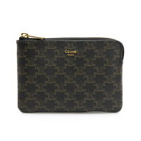 【CELINE 思琳】 經典TRIOMPHE帆布帶鉤信用卡零錢包