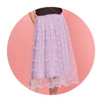 【SCOTTISH HOUSE】植絨線條 百褶網紗裙-深藍/紫 CGT12169
