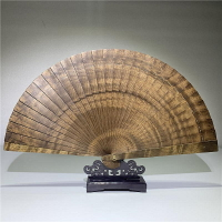 扇子藝楠香陰沉金絲楠木扇子滿水波古風走秀香木扇風鏤空烏木折扇