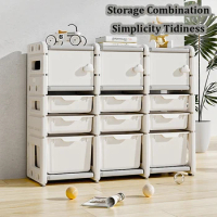 Large Capacity Children's Toy Storage Cabinet Multi-Layer Combination Books Clothes Organizer Shelf Home Furniture Storage Rack