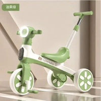 兒童三輪車小孩腳踏車多功能平衡車(綠色-推把款 )